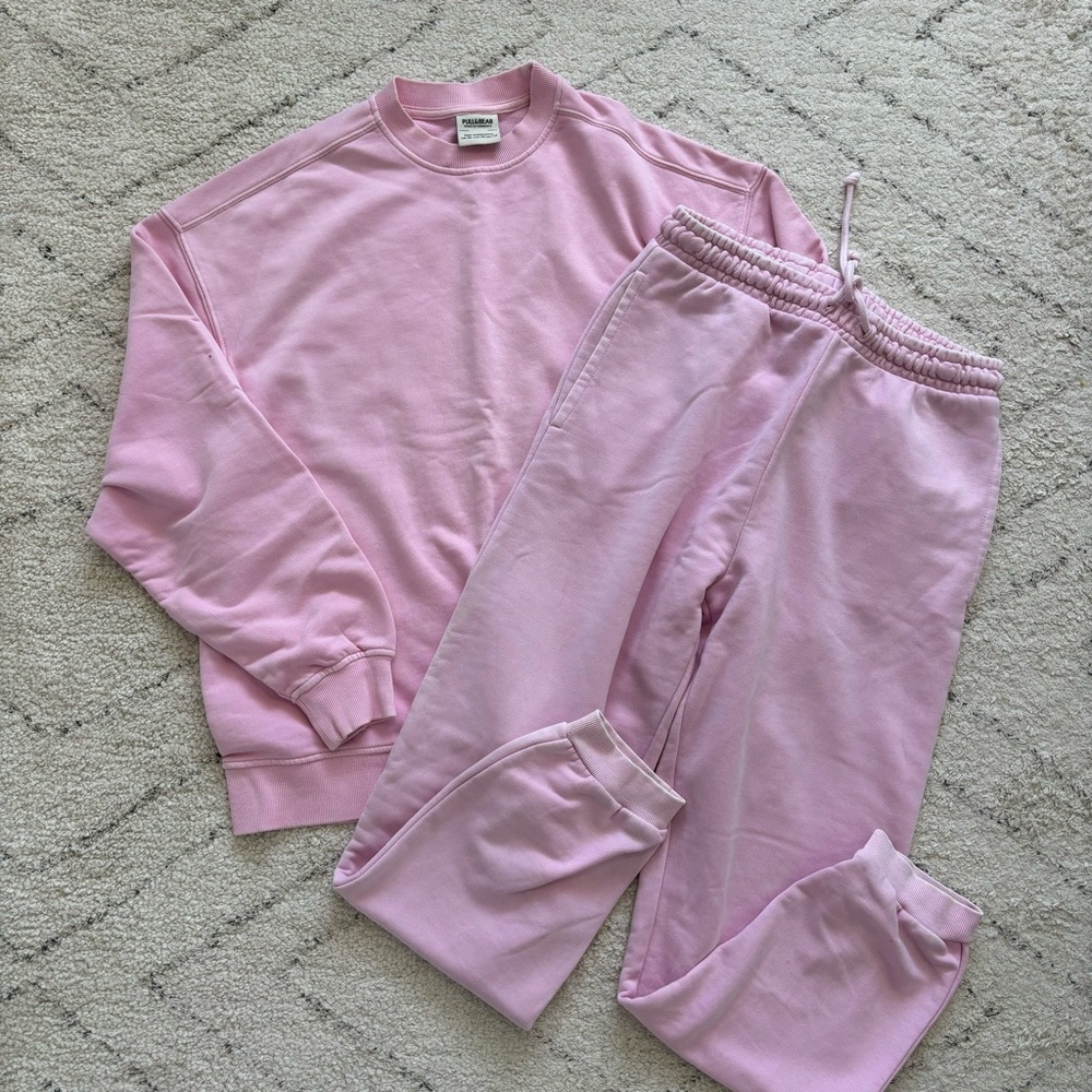 Pull & Bear Pink Sweatshirt and Joggers Set